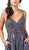 Dancing Queen - 2614 Embellished V-neck A-line Dress In Gray
