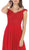 May Queen - MQ1602 V Neck Lace Applique Chiffon Long Formal Dress In Red
