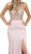 Beaded Illusion Halter Evening Dress With Slit - ADASA