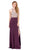 Beaded Illusion Halter Evening Dress With Slit - ADASA