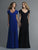 Saboroma - 99773 Cold Shoulder V Back Trumpet Gown In Blue