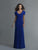 Saboroma - 99773 Cold Shoulder V Back Trumpet Gown In Blue