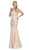 Dancing Queen - 9978 Embellished V-Neck Trumpet Prom Dress in Nude