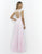 Blush - V Neck Cap Sleeve Long Dress 9986 in Pink