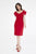 Saboroma - 99886 V Neck Cold Shoulder Knee Length Dress In Red