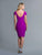 Saboroma - 99886 V Neck Cold Shoulder Knee Length Dress In Pink