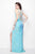 Primavera Couture - Opulent V-Neck Multi-Strand Sheath Gown 9991 in Blue