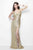 Primavera Couture - Opulent V-Neck Multi-Strand Sheath Gown 9991 in Neutral and Gold