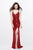 Primavera Couture - Opulent V-Neck Multi-Strand Sheath Gown 9991 in Red