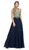 May Queen Bare Shoulder Regal Lace Applique A Line Gown 9994 In Blue