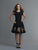 Saboroma - 99940 Ruffled Cap Sleeves Crepe A-Line Cocktail Dress In Black