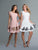 Saboroma - 99940 Ruffled Cap Sleeves Crepe A-Line Cocktail Dress In Pink and White