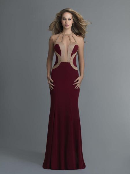 Saboroma - 99965 Jewel Neck Trumpet Dress In Red