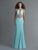 Saboroma - 99966 Sleeveless Halter Trumpet Dress In Blue and Green