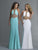 Saboroma - 99966 Sleeveless Halter Trumpet Dress In Green and White