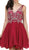Dancing Queen - 9998 Jeweled Bodice V-neck Cocktail Dress in Red