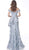 Jovani - 61591 Floral Embroidered Off-Shoulder Trumpet Dress In Blue