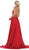 May Queen - MQ1642 Halter Neck Tie String Back A-Line Satin Gown In Red