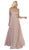 May Queen - MQ1615B Applique Long Sleeve A-line Dress In Brown
