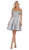May Queen - MQ1634 Embellished Plunging Off-Shoulder A-line Dress In Silver