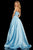 Sherri Hill - 52776 Two Piece Strapless Beaded Belt A Line Satin Dress In Blue