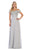 May Queen - MQ1601 Lace Appliqued Chiffon Off Shoulder Formal Gown In Silver