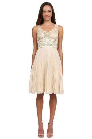 Sue Wong - Dress with Pleated Skirt in Champagne Cocktail Dress