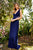 Tadashi Shoji - Laced Side Bodice Backless Column Gown In Blue