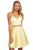 Sherri Hill - 53202 Two Piece Deep V-neck Satin A-line Dress In Yellow