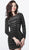 Jovani - 61881 Beaded Long Sleeve Bateau Sheath Dress In Black