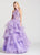 Ellie Wilde - EW118048 Illusion High Halter Tiered Tulle Ballgown In Purple
