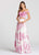 Ellie Wilde - EW118112 Two-Piece Off Shoulder Floral Lace A-Line Gown In White and Pink