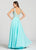 Ellie Wilde - EW118150 Illusion Appliqued Bodice Chiffon A-Line Gown In Blue and Green