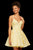 Sherri Hill - 52983 Plunging V-neck Brocade Short A-line Dress In Yellow