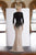 Janique - A18321 Long Sleeve Two-Toned Beaded Gown in Black / Blush