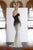 Janique - A18375 Draped Off Shoulder Mermaid Gown In Black and White