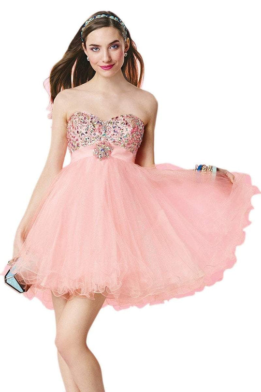 Alyce Paris Sweet 16 - 3640 Bejeweled Strapless Sweetheart Short Dress  in Pink