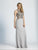 Dave & Johnny Intricately Beaded Illusion Paneled Dress in Gray