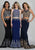 Dave & Johnny - A4415 Illusion Jewel Lace Sheath Gown in Black and Blue