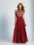 Dave & Johnny - A4747 Embellished High Halter Chiffon Gown in Red
