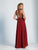 Dave & Johnny - A4747 Embellished High Halter Chiffon Gown in Red