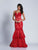 Dave & Johnny - A4977 Embellished Tiered Mermaid Gown in Red