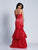 Dave & Johnny - A4977 Embellished Tiered Mermaid Gown in Red