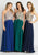 Dave & Johnny - A5011 Halter Lace Applique Top Chiffon Dress In Blue and Green