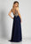 Dave & Johnny - A5011 Halter Lace Applique Top Chiffon Dress In Blue