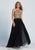Dave & Johnny - A5011 Halter Lace Applique Top Chiffon Dress In Black