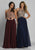 Dave & Johnny - A5011 Halter Lace Applique Top Chiffon Dress In Red and Blue