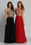 Dave & Johnny - A5011 Lace Applique Halter Long Chiffon Dress