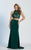 Dave & Johnny - A5325 Beaded High Halter Sheath Dress in Green