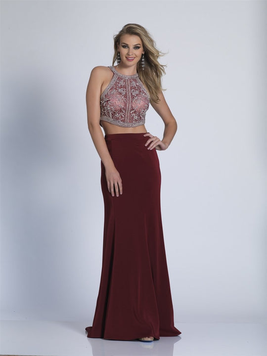 Dave & Johnny - A5328 Embellished Halter Sheath Dress in Red